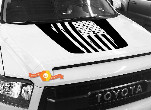 Vinilo adhesivo con capó de bandera americana desgastada para Toyota Tundra 2014-2018