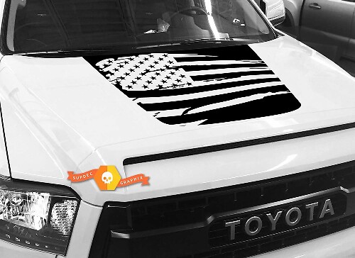 Calcomanía de vinilo estilo desgastado con bandera americana para capó de Toyota Tundra 2014-2018