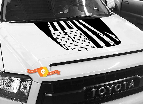 Calcomanía de vinilo para capó con diseño envejecido de la bandera de EE. UU. para Toyota Tundra 2014-2018