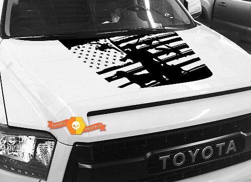 Calcomanía para capó con bandera de EE. UU. envejecida Duck Hunter para Toyota Tundra 2014-2018