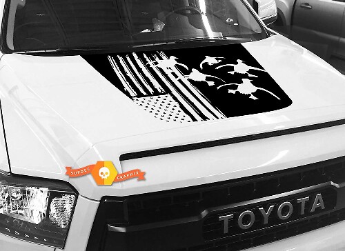 Calcomanía de Vinilo para Capó con Patos y Bandera de EE. UU. para Toyota Tundra 2014-2018