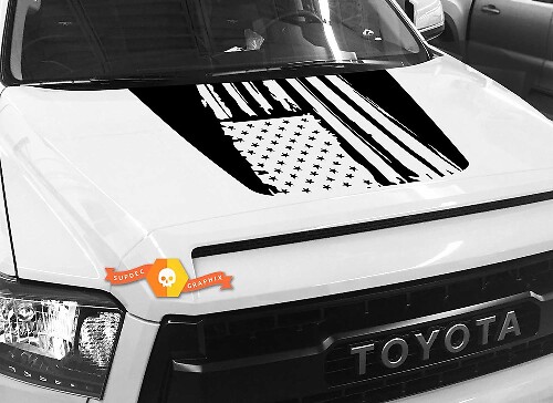 Calcomanía de vinilo para capó con diseño de bandera de EE. UU. destruida para Toyota Tundra 2014-2018
