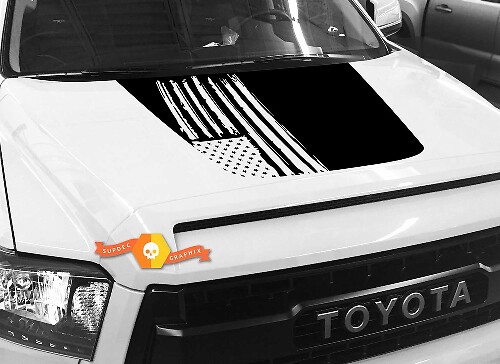 Vinilo adhesivo negro con bandera de EE. UU. para capó de Toyota Tundra 2014-2018