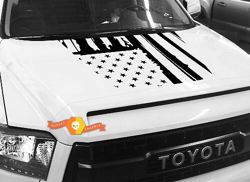  Vinilo adhesivo del capó con bandera estadounidense envejecida para Toyota Tundra 2014-2018