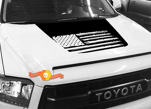 Calcomanía de vinilo de capó estilo bandera americana en negro para Toyota Tundra 2014-2018