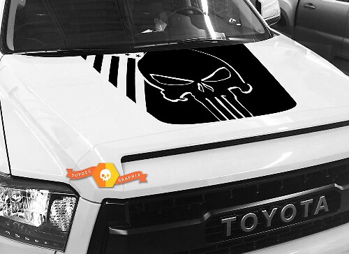 Calcomanía de vinilo con logo Punisher y bandera de EE. UU. para capó de Toyota Tundra 2014-2018