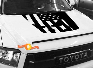 Calcomanía de gráficos de la bandera de Punisher desgastada de Hood USA para TOYOTA TUNDRA 2014 2015 2016 2017 2018 #35
