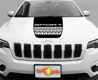 2014-2017 Jeep Cherokee Tire Track Trail Rated Sport Vinilo Hood Decal Sticker Gráfico
