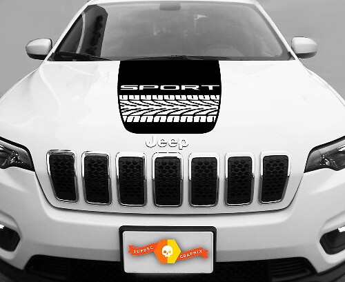 2014-2017 Jeep Cherokee Tire Track Trail Rated Sport Vinilo Hood Decal Sticker Gráfico
