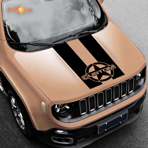 Pegatina de vinilo personalizada con estrella desgastada para capó Jeep Renegade 2015-2019