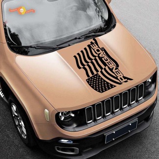 2015-2019 Waving American Flag Jeep Renegade logo calcomanía de vinilo para capó
