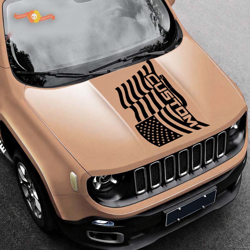 Pegatina de vinilo personalizada con bandera americana ondulante para capó Jeep Renegade 2015-2019