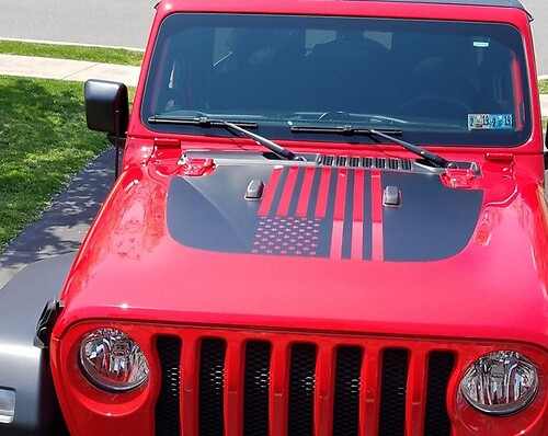 Pegatina adhesiva de vinilo en negro del parachoques con bandera de EE. UU. para Jeep Wrangler 2018-2019