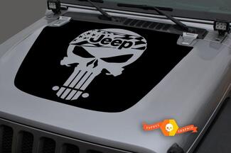 Jeep Hood vinilo Punisher bandera de EE. UU. Blackout calcomanía para 18-19 Jeep Wrangler JL
