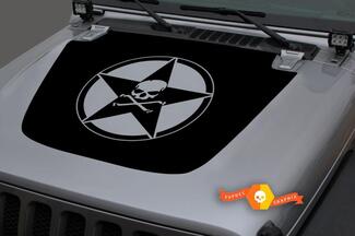 Jeep Hood vinilo militar estrella pirata Blackout calcomanía pegatina para 18-19 Wrangler JL #1
