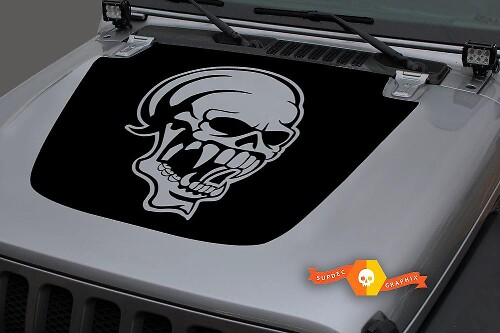Calcomanía opaca con sonrisa de calavera de vinilo para capó de Jeep para Jeep Wrangler JL#3 18-19

