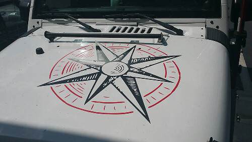 Calcomanía de vinilo con rosa de los vientos para capó de Jeep Wrangler