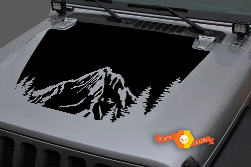 Calcomanía de vinilo para capó Forest Mountains Blackout para Jeep Wrangler JL#11 18-19
