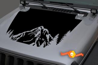 Calcomanía de vinilo para capó Forest Mountains Blackout para Jeep Wrangler JL#11 18-19
