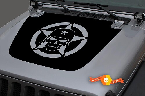 Calcomanía de Vinilo con Capucha Militar Estrella Calavera Blackout para Jeep Wrangler JL 2