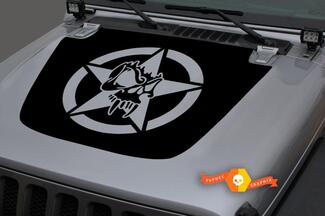 Jeep Hood vinilo militar estrella calavera Blackout calcomanía pegatina para 18-19 Wrangler JL #4
