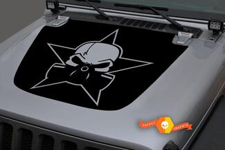 Calcomanía opaca de vinilo con diseño de calavera y estrella militar para Jeep Wrangler JL #13 18-19
