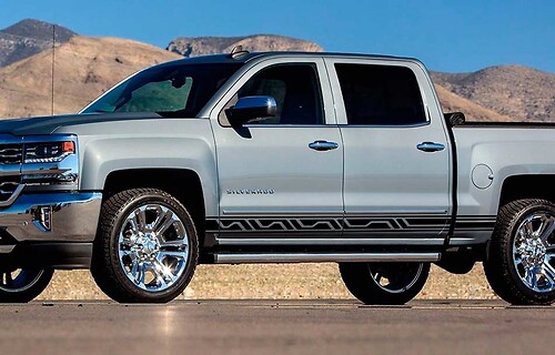 Chevrolet Silverado mk3 rayas laterales gráficos pegatina calcomanía panel de puerta vinilo negro
