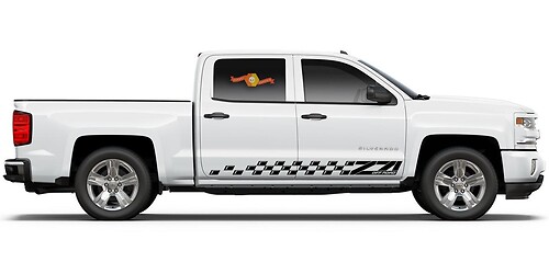 Chevrolet Silverado Z71 pegatinas con gráficos de rayas laterales, pegatina para panel de puerta, pegatina de vinilo negro
