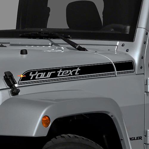 Kit de Vinilo con Contorno de Texto Personalizado para la Franja Lateral del Capó para Jeep Wrangler