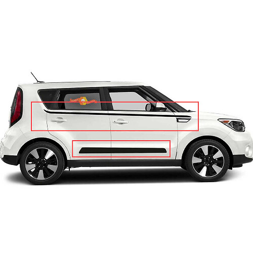 Gráficos adhesivos laterales para puertas y rayas laterales para Kia Soul
