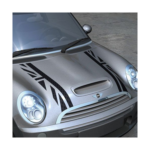 Pegatina de vinilo con franjas dobles y bandera del Reino Unido para capó de MINI Cooper