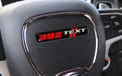 392 Hemi Style Custom TEXT Domed Emblem — Adhesivo de vinilo (volante) para Dodge Challenger