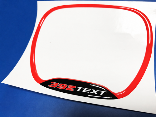 392 Hemi Style Custom TEXT Domed Trim Ring — Adhesivo de vinilo (volante) para Dodge Challenger