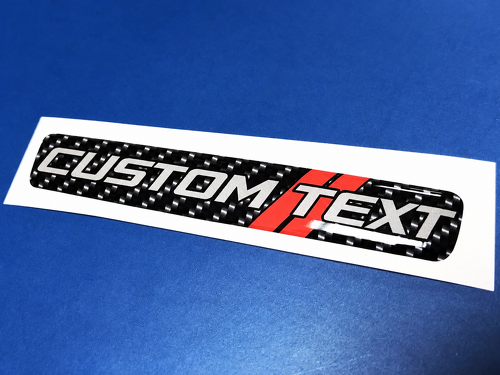 Carbon Fiber Red Twin Stripes Custom Text Domed Insert — Adhesivo de vinilo (volante) para Dodge Challenger