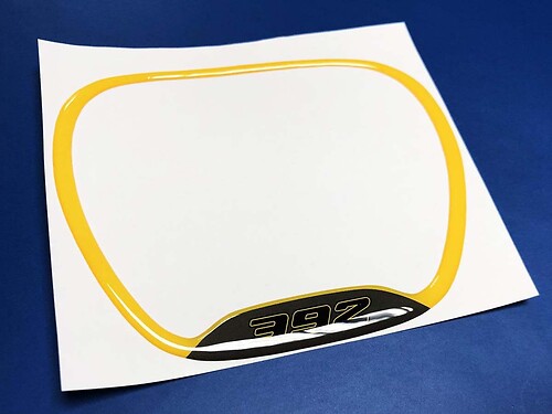 392 Yellow Domed Trim Ring — Adhesivo de vinilo (volante) para Dodge Challenger