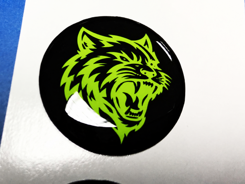 Hellcat Style Lime Green Custom Cat Domed Insert — Adhesivo de vinilo (botón de arranque) para Dodge Challenger