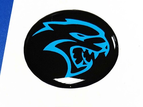 Botón de arranque del motor Start Stop Logotipo de Hellcat Emblema azul pegatina en forma de cúpula Challenger Charger Dodge
