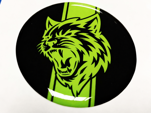 Hellcat Style Lime Green Racing Stripe Custom Cat Domed Insert — Adhesivo de vinilo (tapa de combustible) para Dodge Challenger