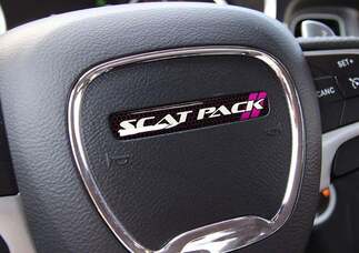 One Steering Wheel Scat Pack Emblema morado Calcomanía abovedada Challenger Charger Dodge Scatpack
