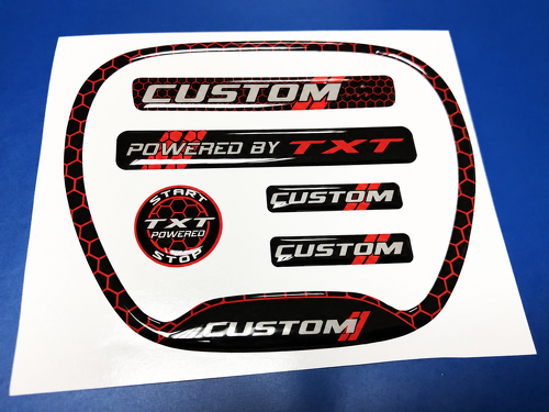 SRT Style Red Honeycomb Custom TXT Six Piece Domed Interior Kit — Adhesivo de vinilo (volante, botón de arranque, mando de llave) para Dodge Charger 2015-2026