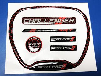 Juego de Challenger SRT Scat Pack Honeycomb Red Steering WHEEL TRIM RING emblema calcomanía abovedada Charger Dodge Scatpack
