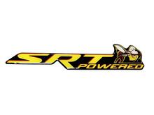 Scat Pack Challenger o Charger SRT Powered insignia emblema abovedado Pegatina Calcomanía Dodge Color amarillo Fondo negro con sombras rojas
 2