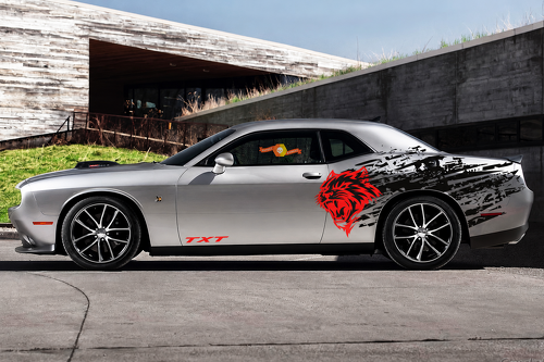 TXT Cat Head Splash Side Stripe Set Lateral Adhesivo de vinilo para Dodge Challenger 2009-2019