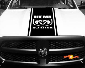 Dodge Ram 1500 2500 3500 Vinilo Racing Stripe Hemi 5.7 litros Capó Calcomanías Pegatinas #1
