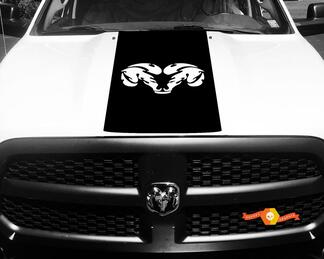 Calcomanía de vinilo Dodge Ram 1500 HOOD Ram Head Racing HEMI Stripe Stickers #30
