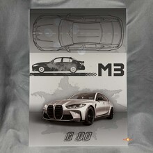 Panel de arte de pared de garaje de acrílico brillante personalizado M3 G80 para fans de BMW 2