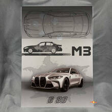 Panel de arte de pared de garaje de acrílico brillante personalizado M3 G80 para fans de BMW_2