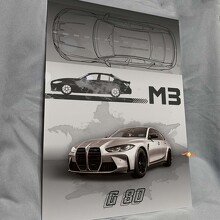 Panel de arte de pared de garaje de acrílico brillante personalizado M3 G80 para fans de BMW 3