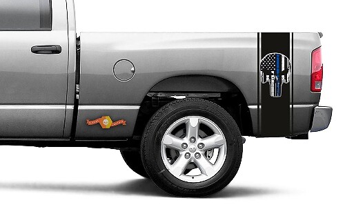 Kit de calcomanías de vinilo con franjas para cama con bandera de EE. UU. estilo Punisher para Dodge Ram
