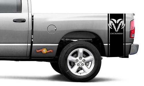 Dodge Ram vinilo carreras cama lado raya RAM cabeza calcomanía pegatina #59
